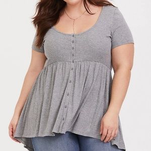 TORRID GREY RIBBED BUTTON BABYDOLL